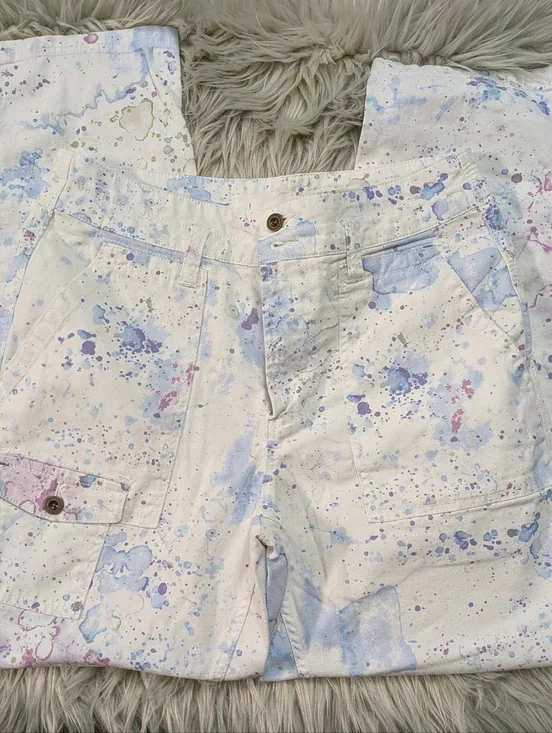 Anthropologie White Canvas Tote with Multicolor Paint Splatters - Picture 5 of 8